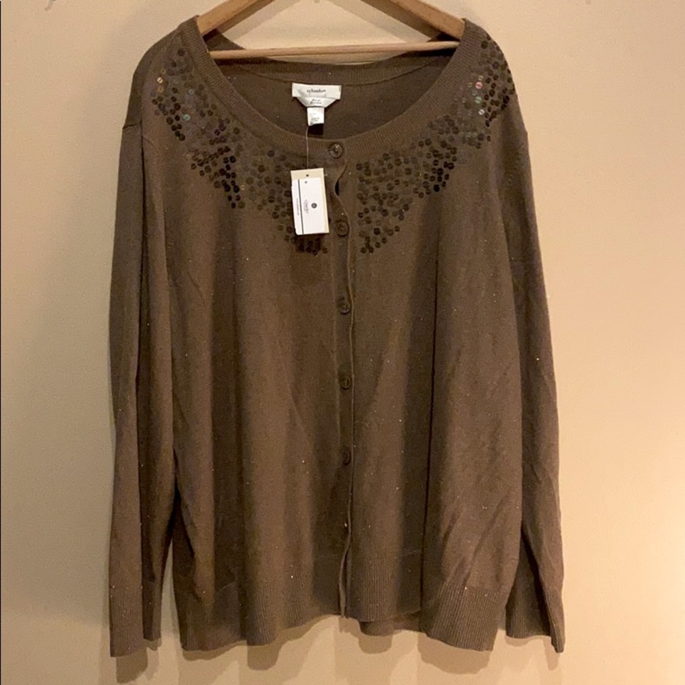 NWT CJ Banks Hand Beaded Cardigan plus size 3x